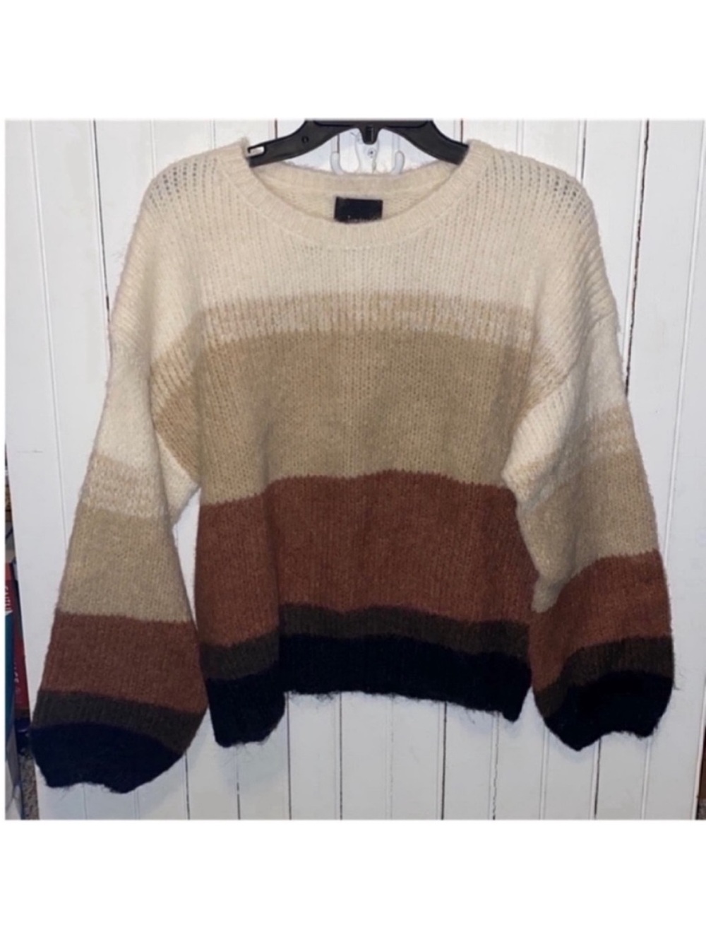 Lumiere Urban Outfitters Crewneck Sweater Brown Beige White Size S